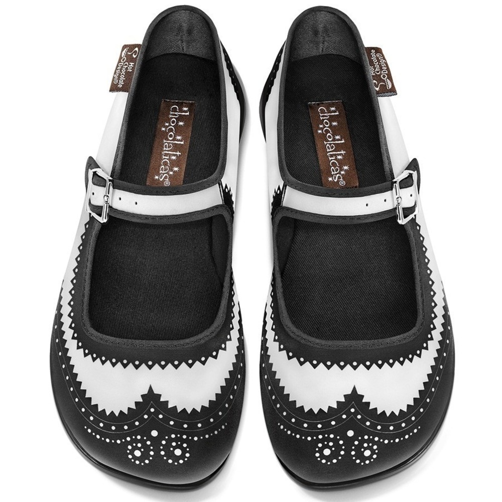 Chocolaticas Havana Women's 41 US 11 Mary Jane Flat Black White Funky NEW